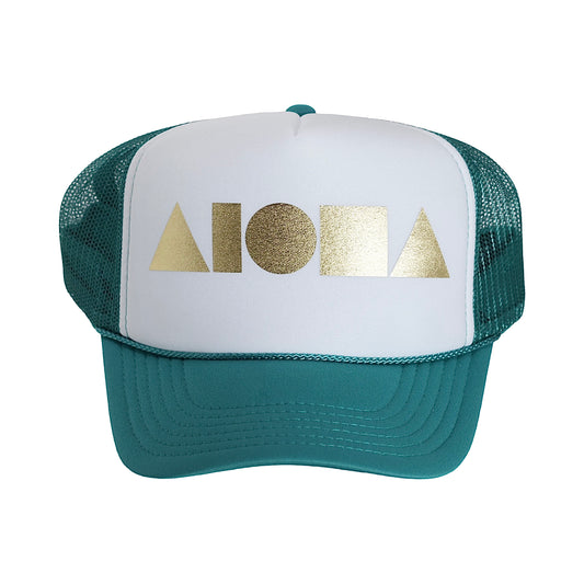 White/Teal GOLD Adult Trucker