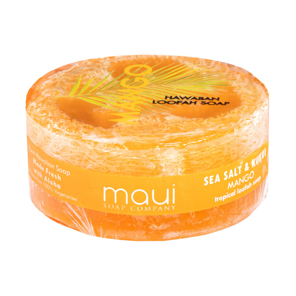 MANGO Sea Salt & Kukui Exfoliating Loofah Soap