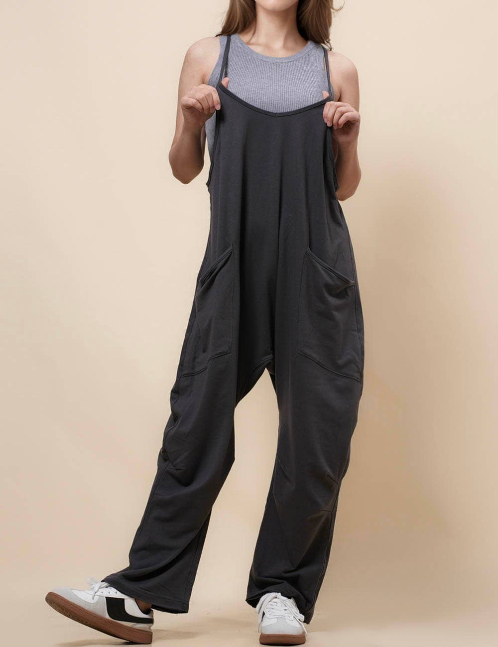 LANI Washed Black Sleeveless Jumpsuit