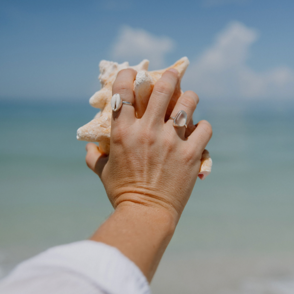 SEA WHITE Handmade Sea Glass Ring