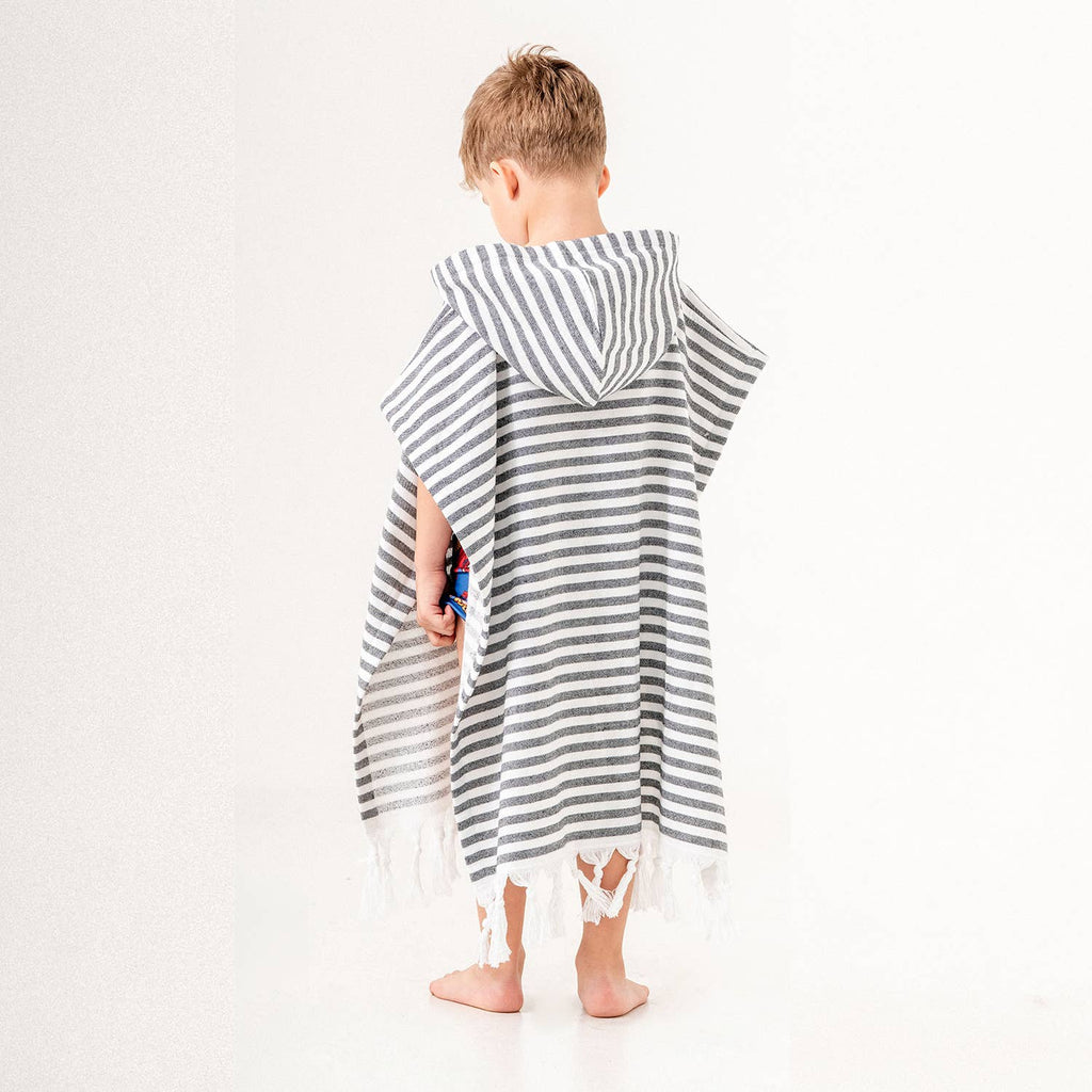 GREY STRIPE Kids Surf Poncho