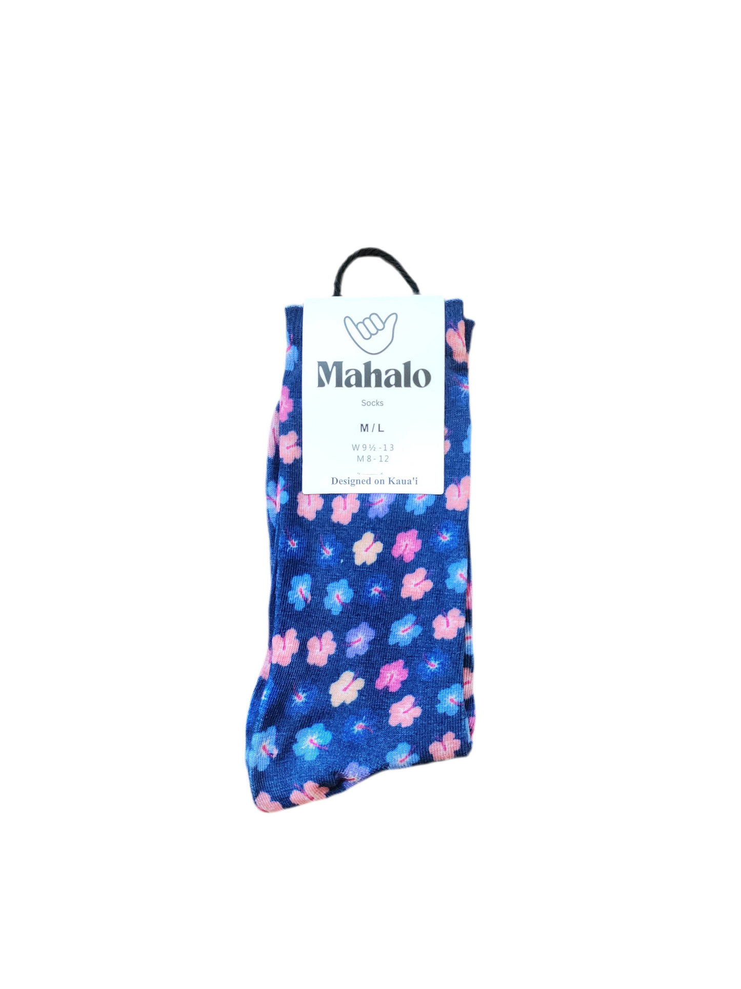 Multi Color Hibiscus Socks- Hawaiian Print - S/M