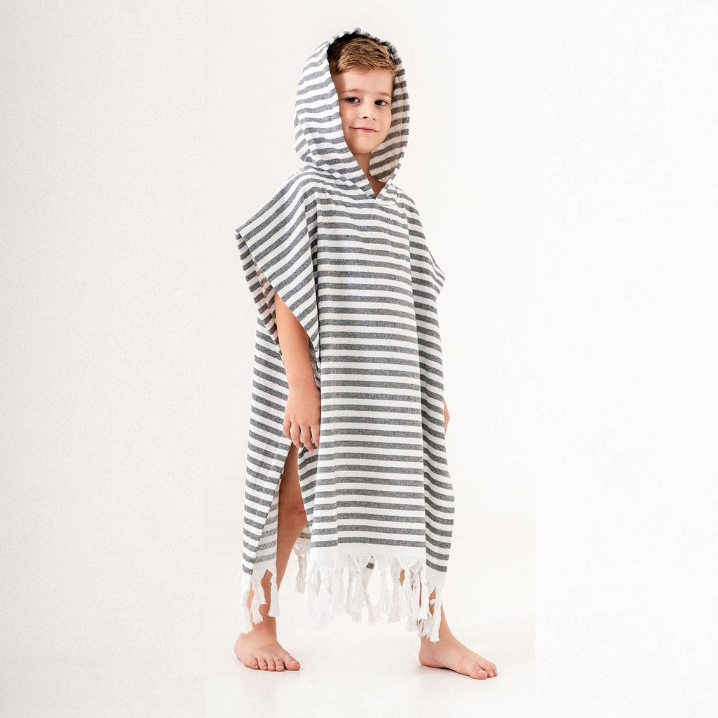 GREY STRIPE Kids Surf Poncho