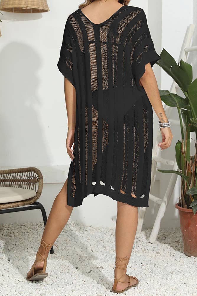 MIDNIGHT Black Knit Beach Cover Up