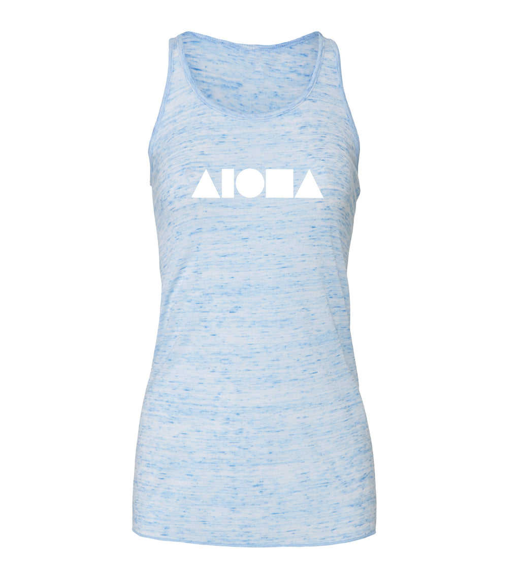 ALOHA SHAPES Light Blue Marble Racerback Tank
