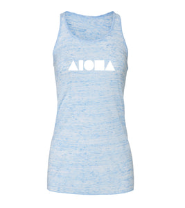 ALOHA SHAPES Racerback Light Blue Marble Tank