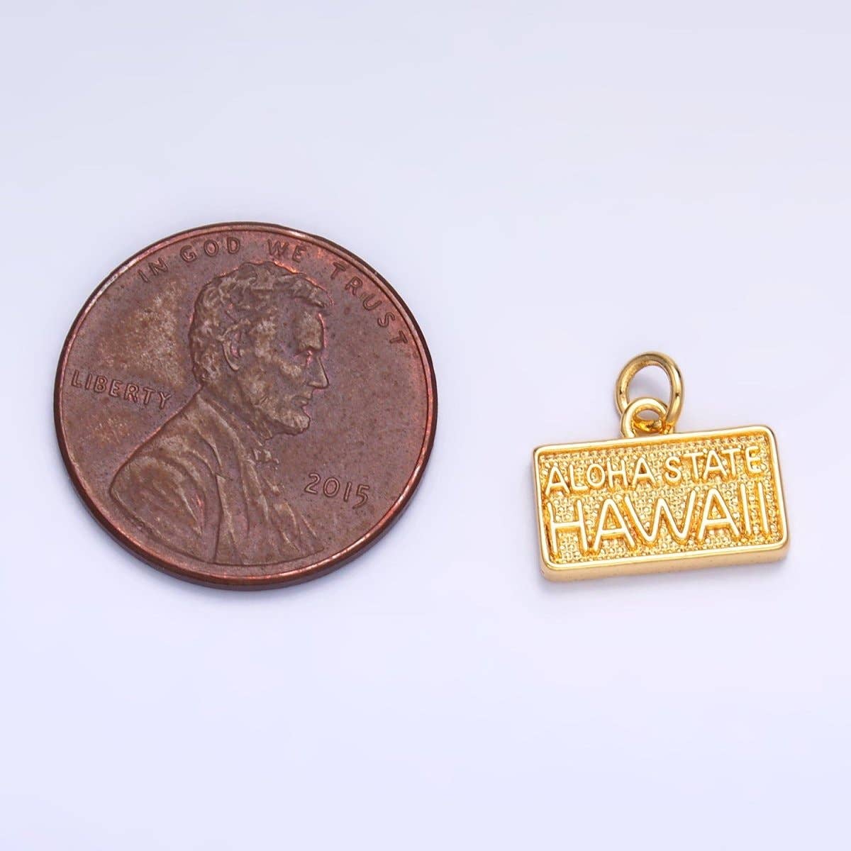 ALOHA STATE 24K Gold Fill License Plate Charm Pendant