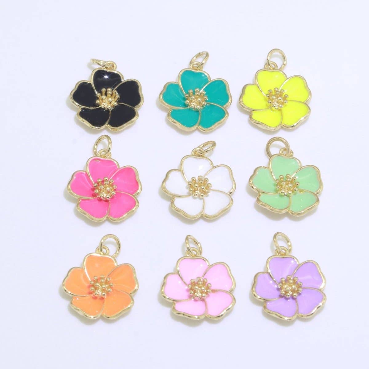 HIBISCUS 14k Gold Fill White Flower Charm Pendant