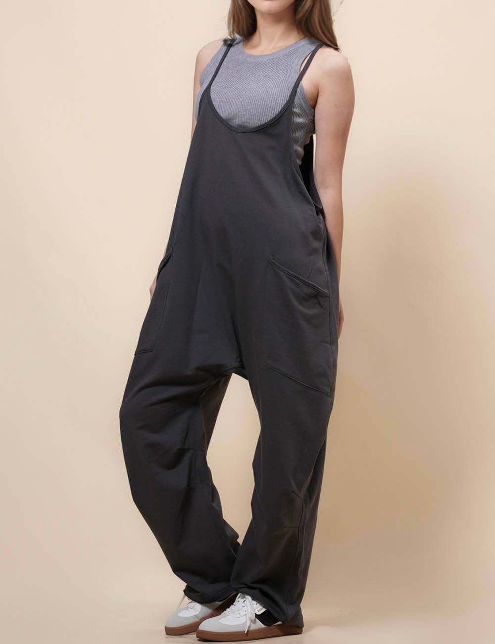LANI Washed Black Sleeveless Jumpsuit