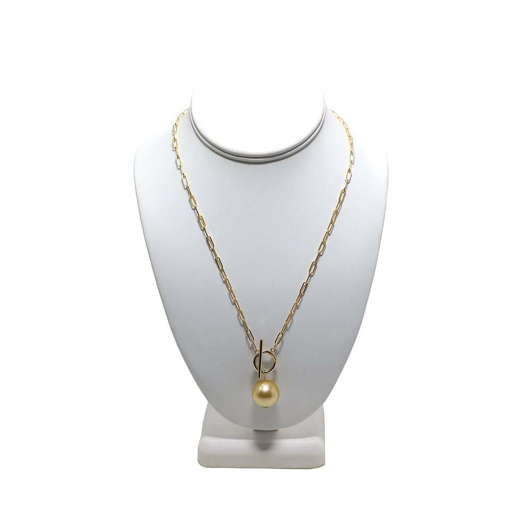 Single GOLDEN SOUTH SEA Pearl 18" 14k Gold Fill Necklace