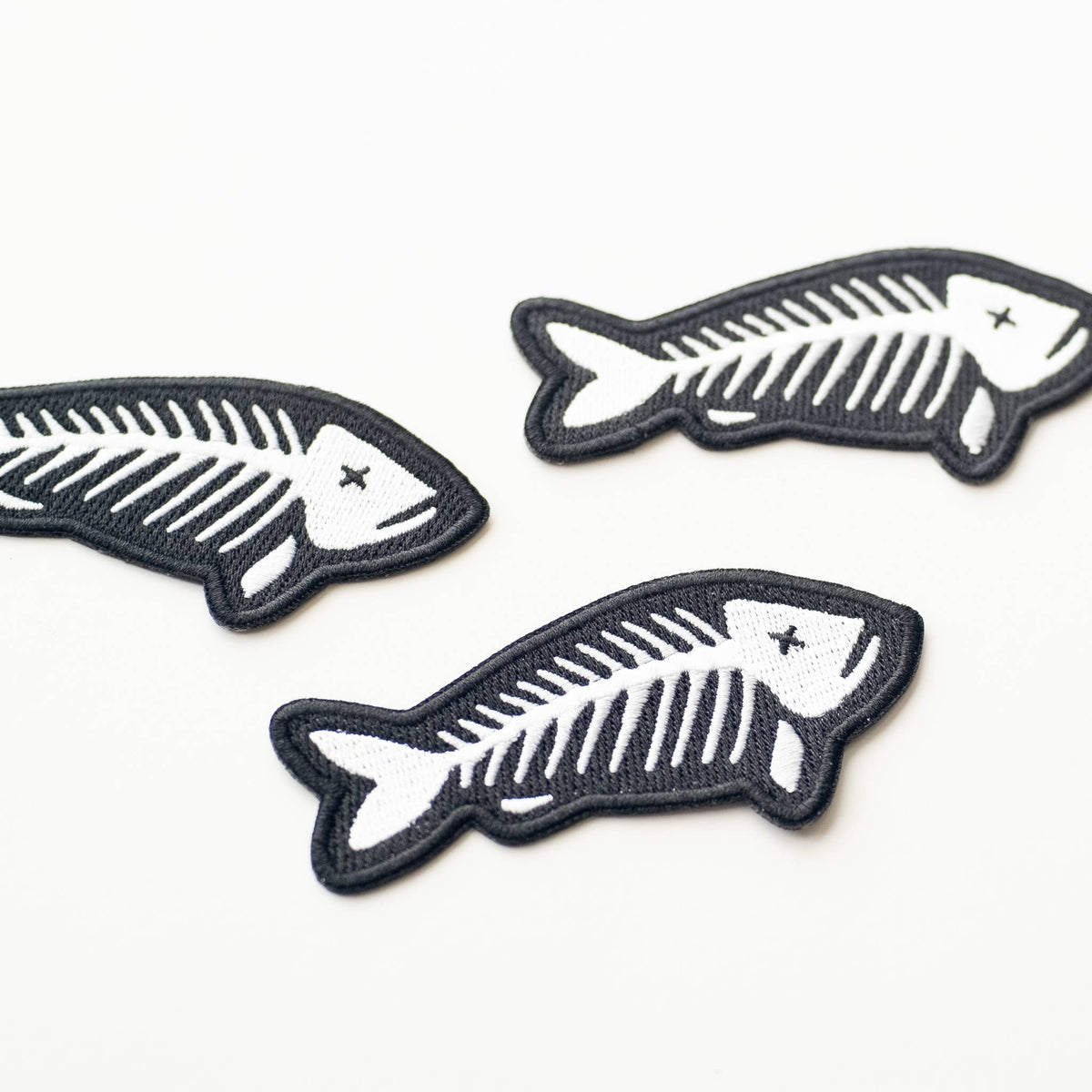 FISH SKELETON Decorative Iron On Embroidered Patch | Union Made