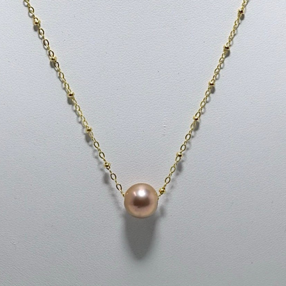Single PINK EDISON Pearl 16" 14K Gold Fill Necklace