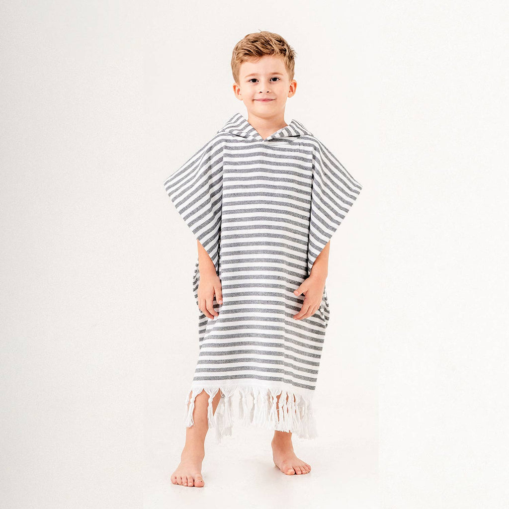 GREY STRIPE Kids Surf Poncho