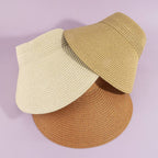 RAFFIA Woven Straw Open Top Sun Visor