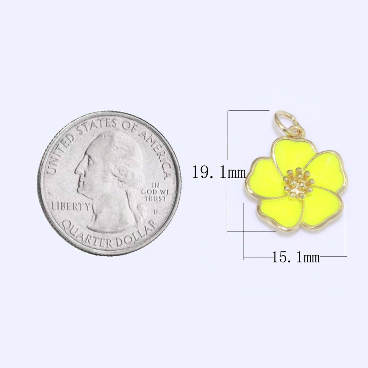 HIBISCUS 14k Gold Fill White Flower Charm Pendant