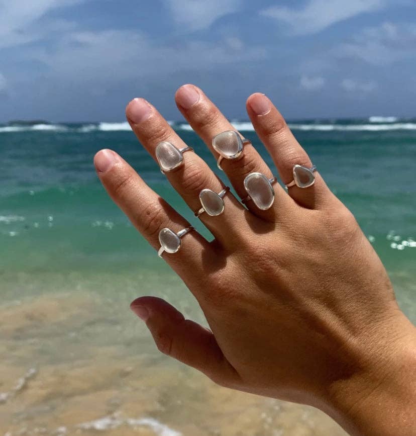 SEA WHITE Handmade Sea Glass Ring