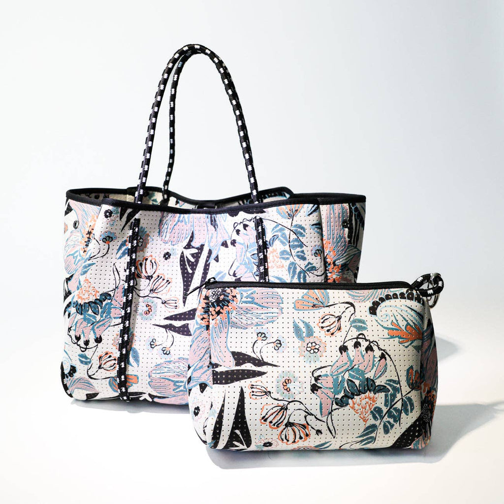 WHITE FLOWERS Print Everyday Tote Bag | Neoprene & Waterproof