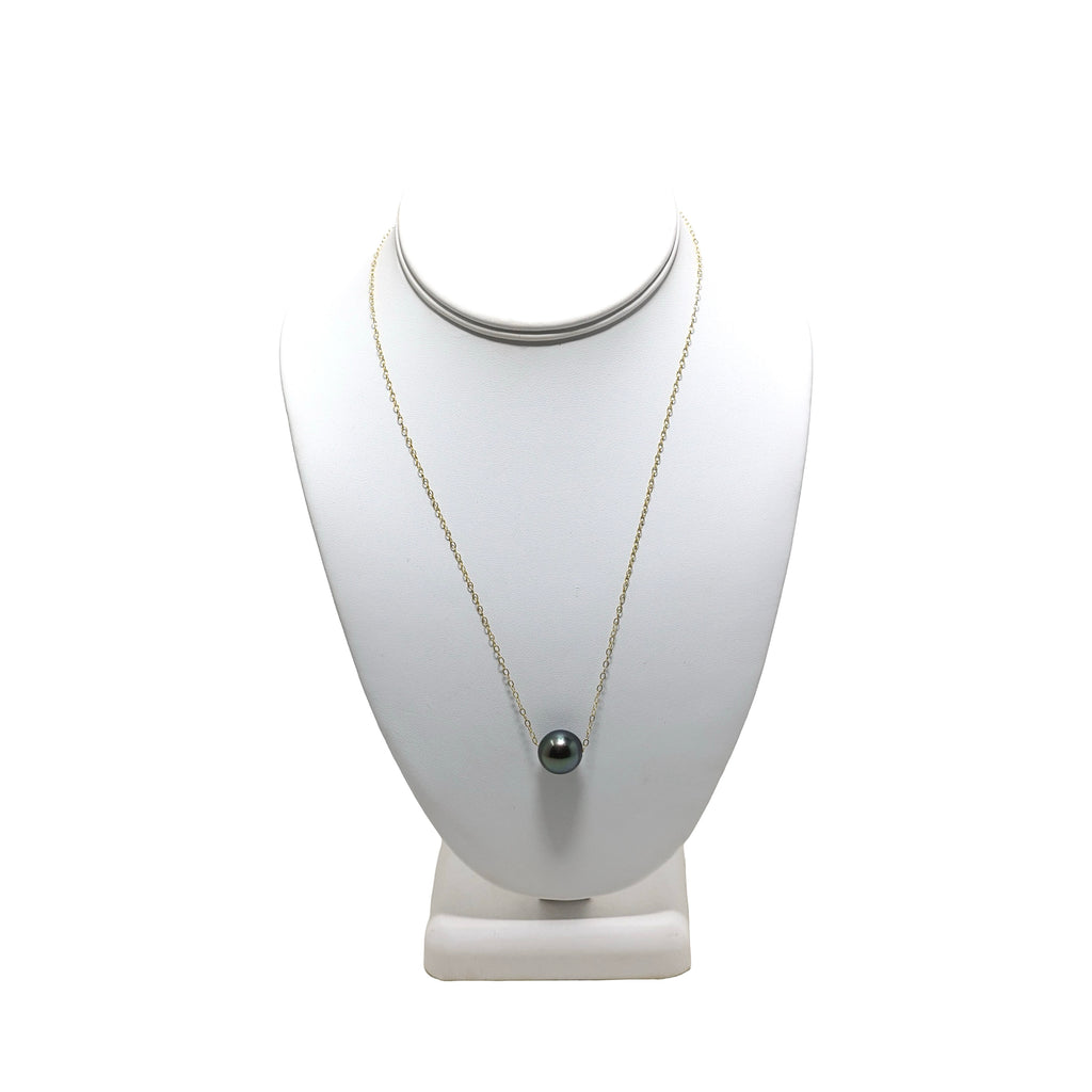 Single DARK GREY TAHITIAN Pearl 18" 14K Gold Fill Necklace