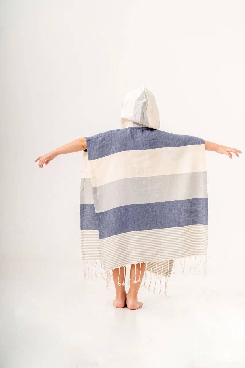 BLUE STRIPE Kids Surf Poncho