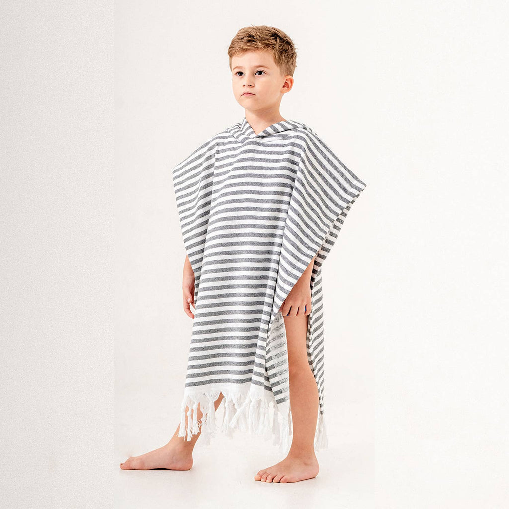 GREY STRIPE Kids Surf Poncho