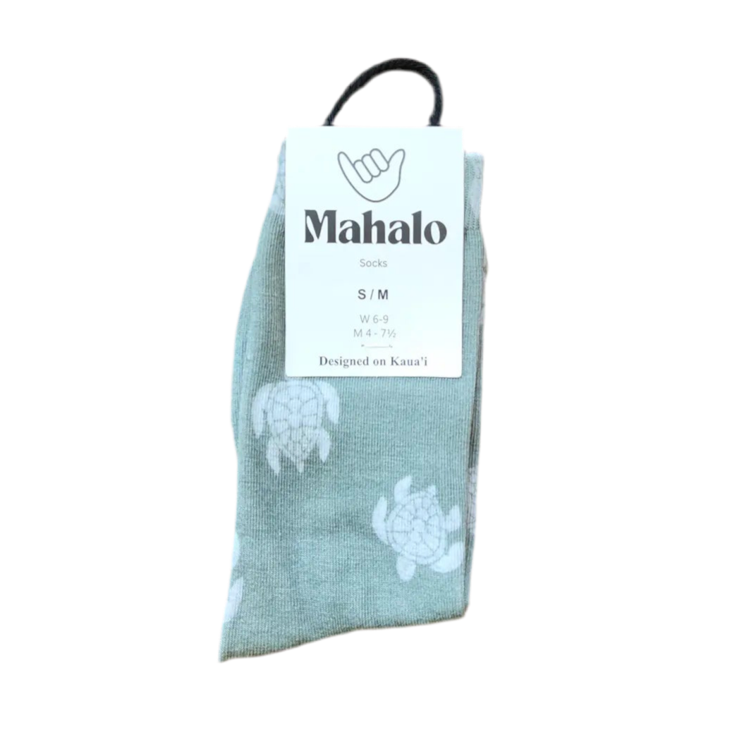 SAGE GREEN TURTLE Socks S/M