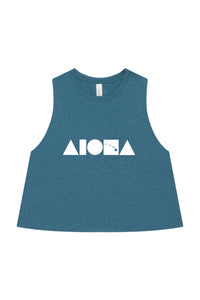 ISLAND SHAPES Heather Deep Teal Racerback Cropped Tank