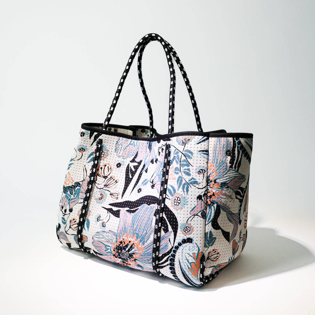 WHITE FLOWERS Print Everyday Tote Bag | Neoprene & Waterproof