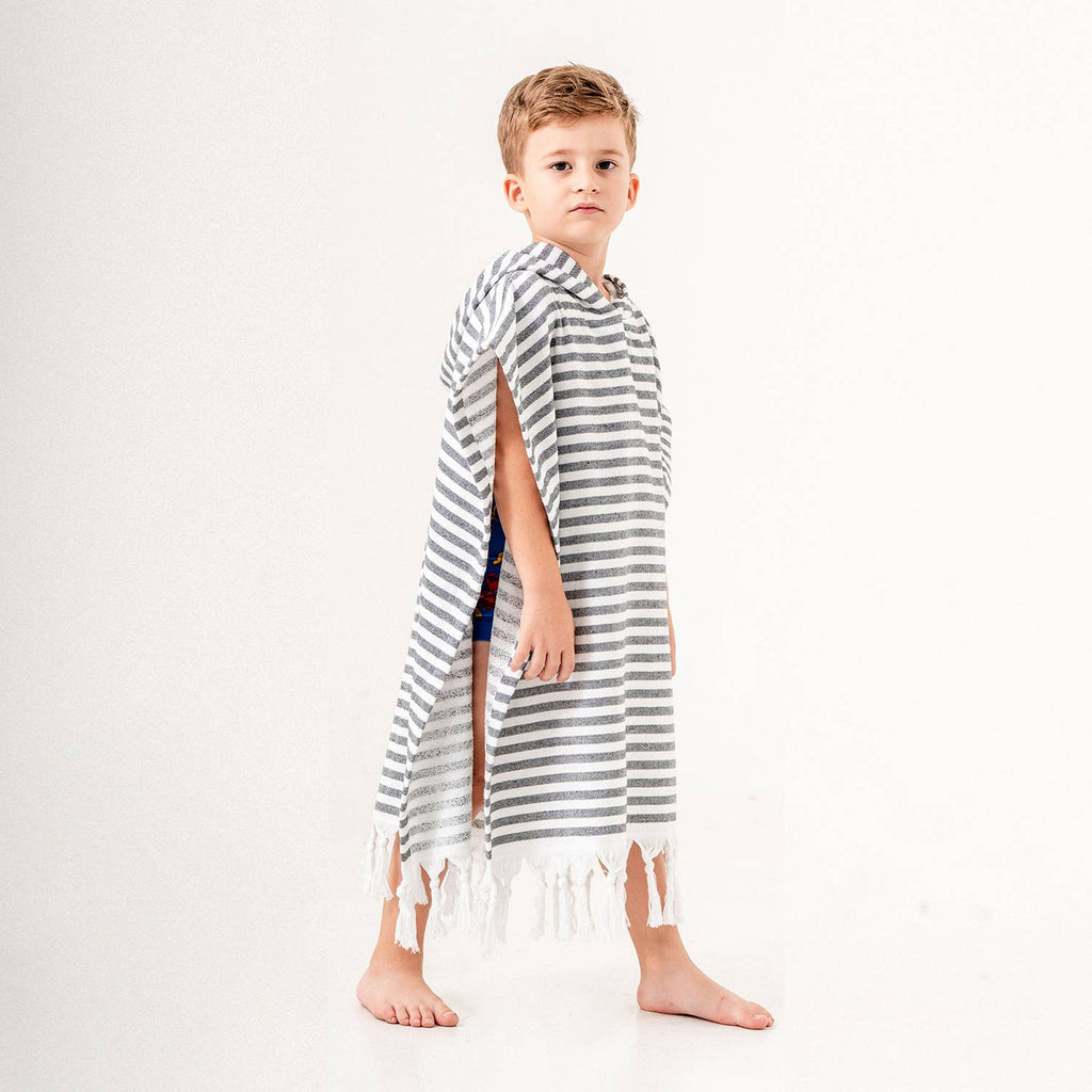 GREY STRIPE Kids Surf Poncho