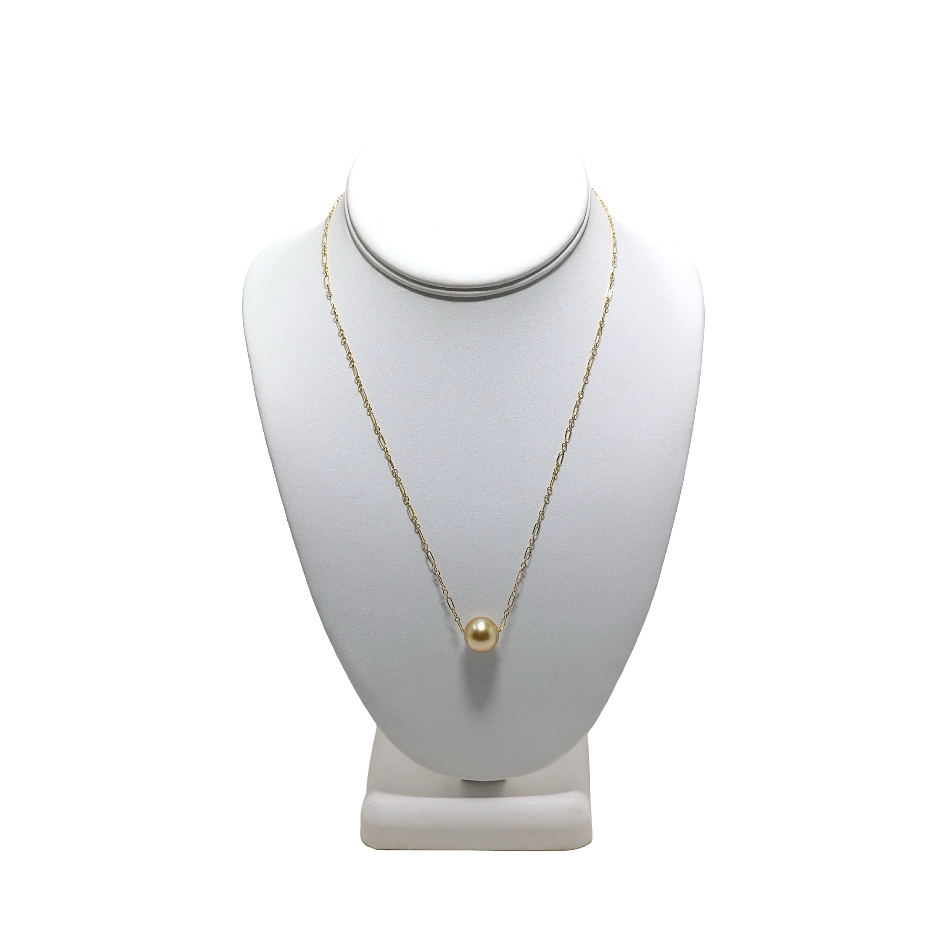 Single Golden South Sea Pearl 17" Gold Necklace