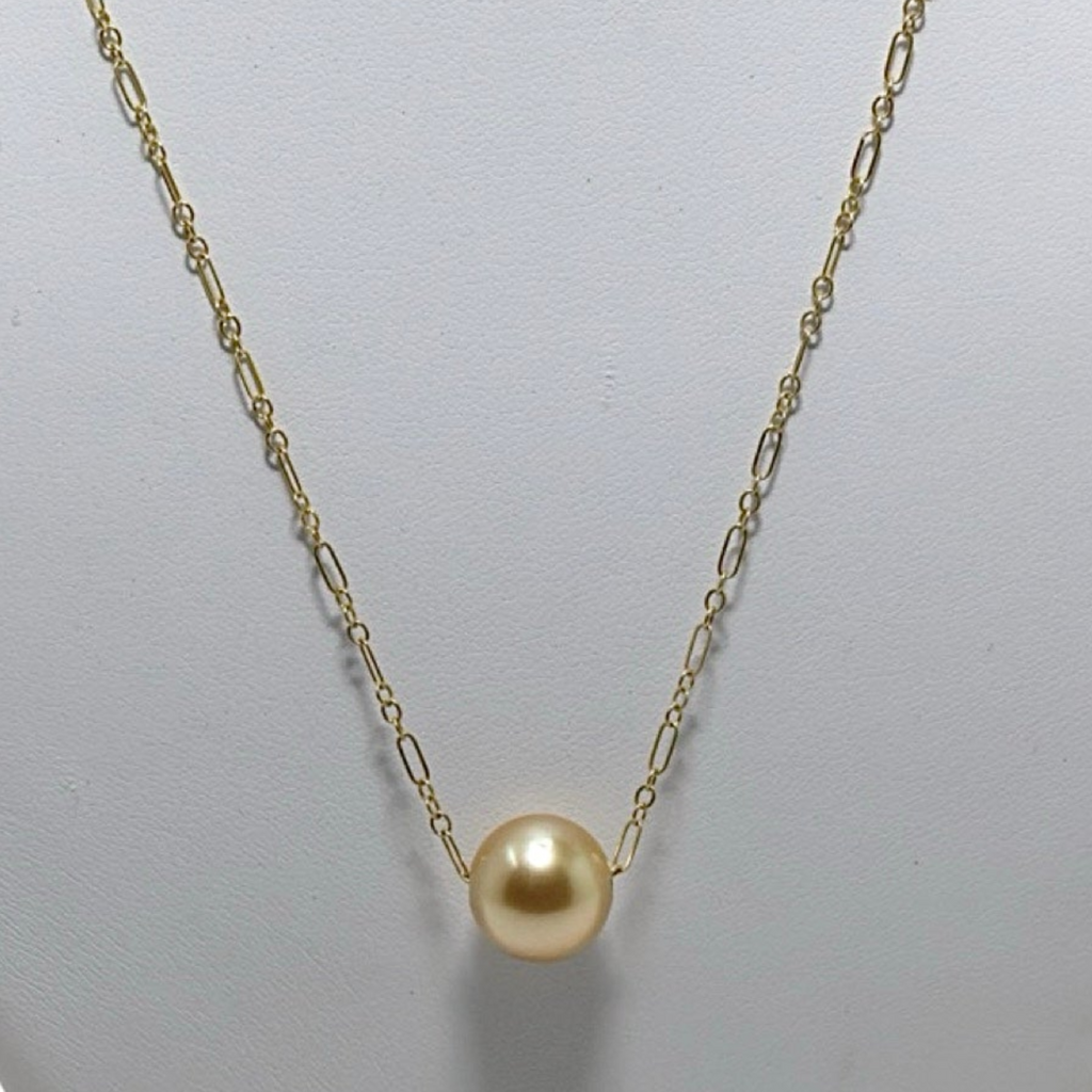 Single GOLDEN SOUTH SEA Pearl 17" 14K Gold Fill Necklace