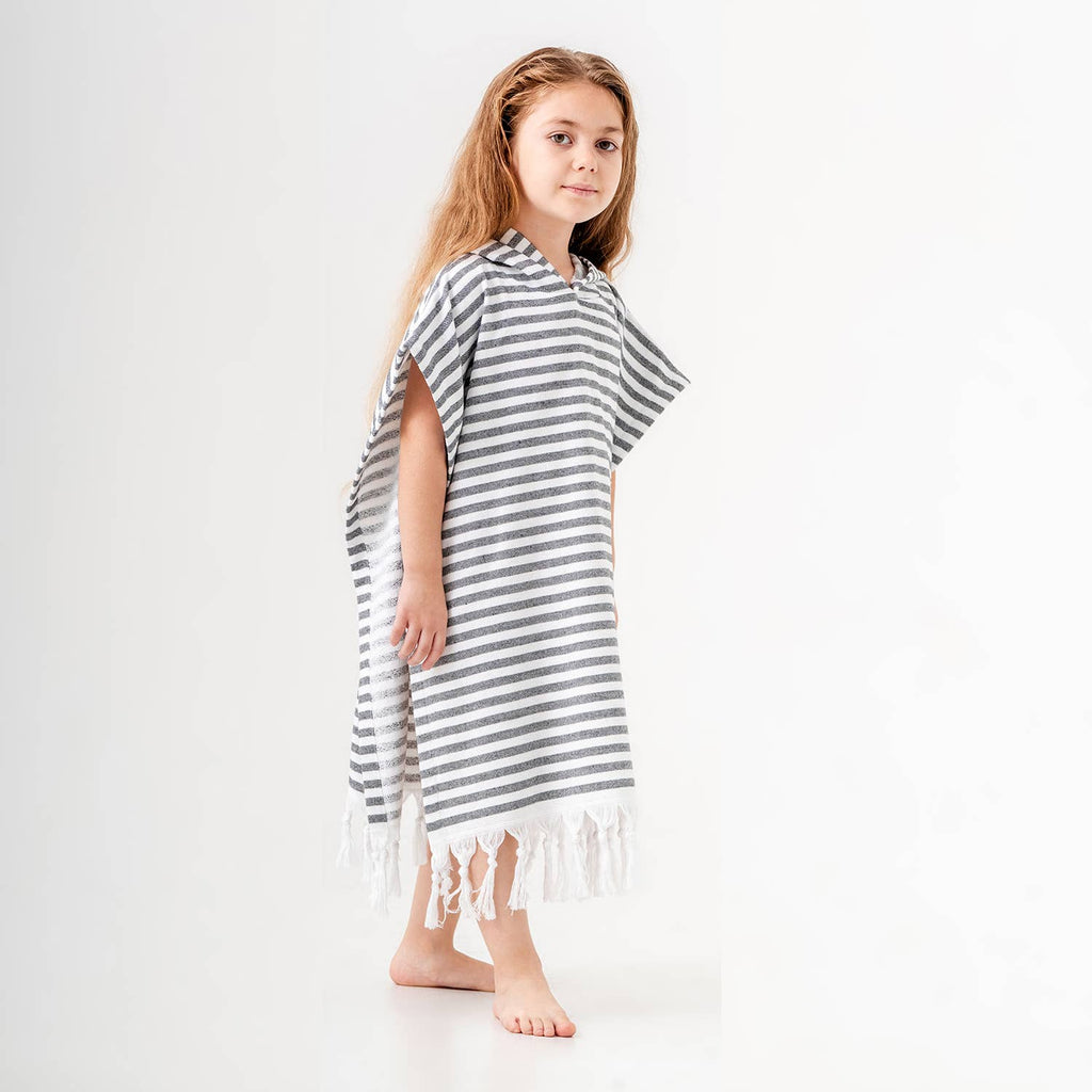 GREY STRIPE Kids Surf Poncho