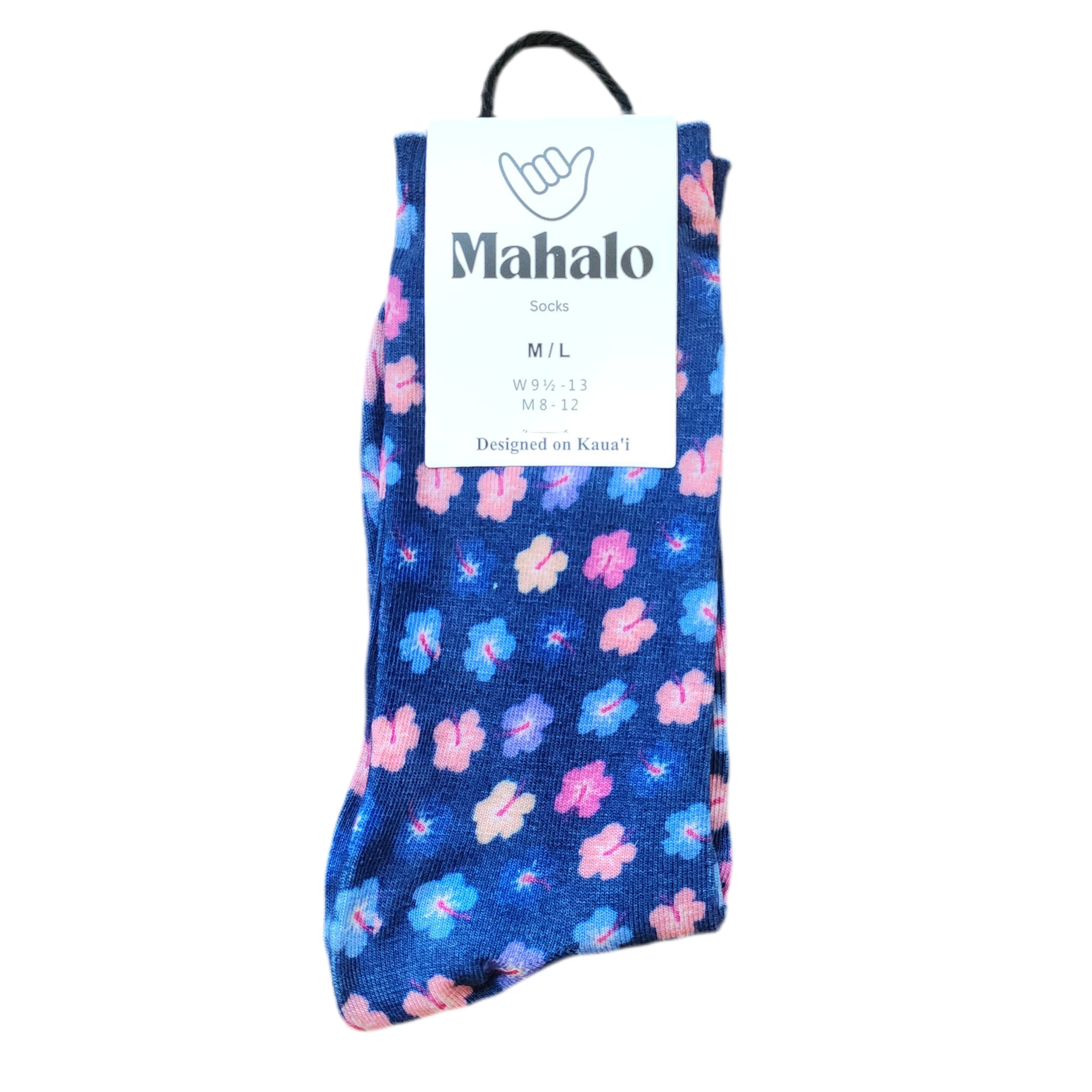 NAVY HIBISCUS Socks S/M