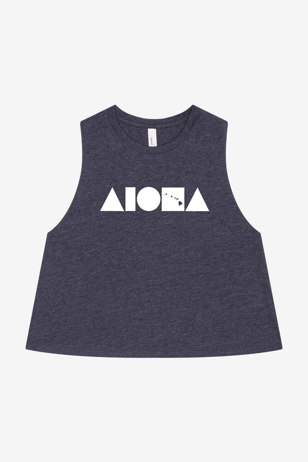 ISLAND SHAPES Heather Navy Racerback Cropped Tank