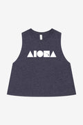 ISLAND SHAPES Heather Navy Racerback Cropped Tank