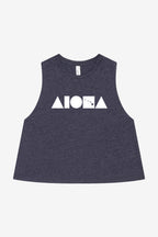 ISLAND SHAPES Heather Navy Racerback Cropped Tank