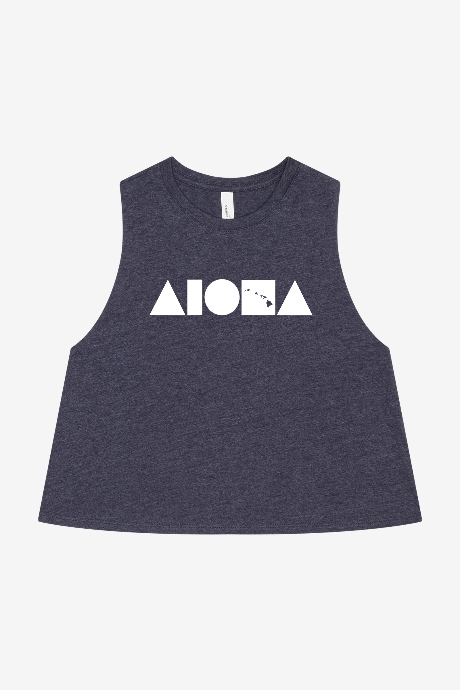 ISLAND SHAPES Heather Navy Racerback Cropped Tank