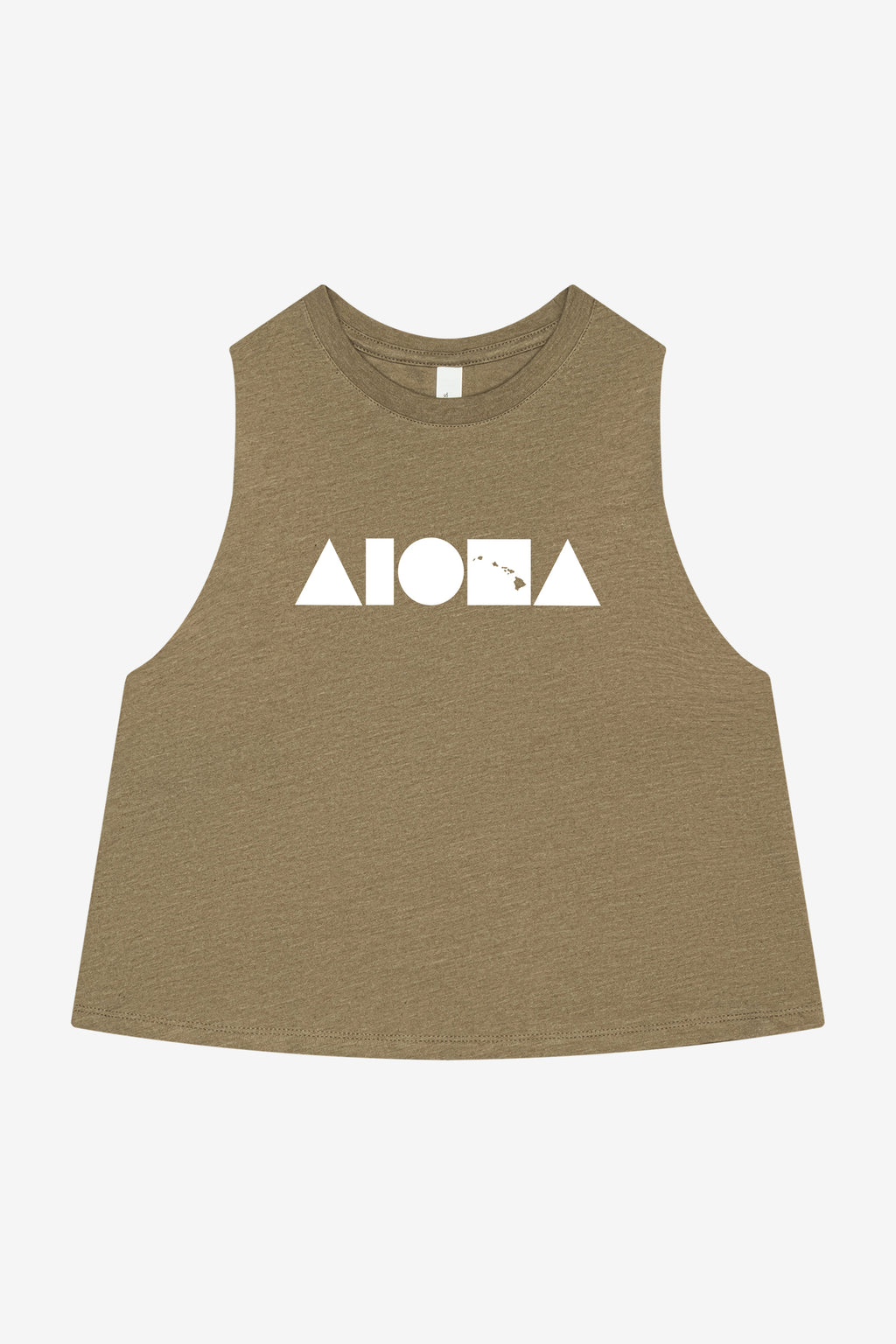 ISLAND SHAPES Heather Olive Racerback Cropped Tank