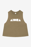 ISLAND SHAPES Heather Olive Racerback Cropped Tank