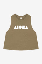 ISLAND SHAPES Heather Olive Racerback Cropped Tank