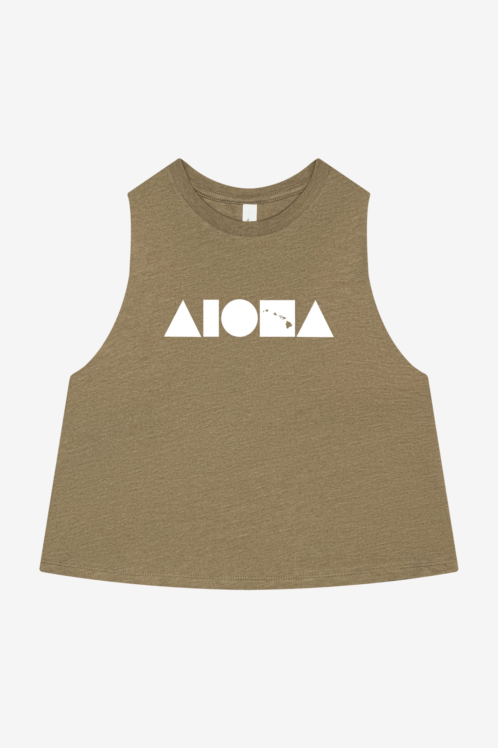 ISLAND SHAPES Heather Olive Racerback Cropped Tank