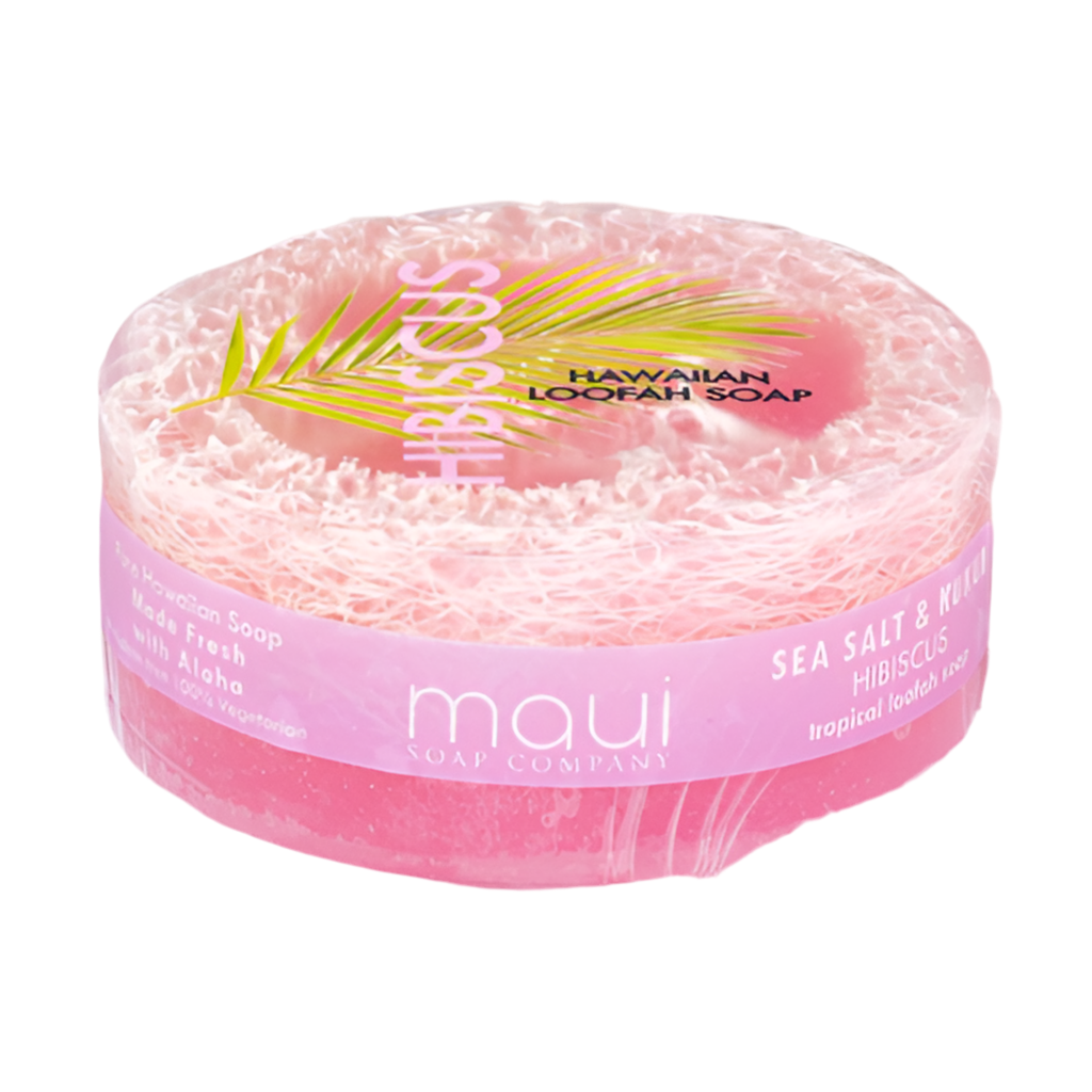 HIBISCUS Sea Salt & Kukui Exfoliating Loofah Soap