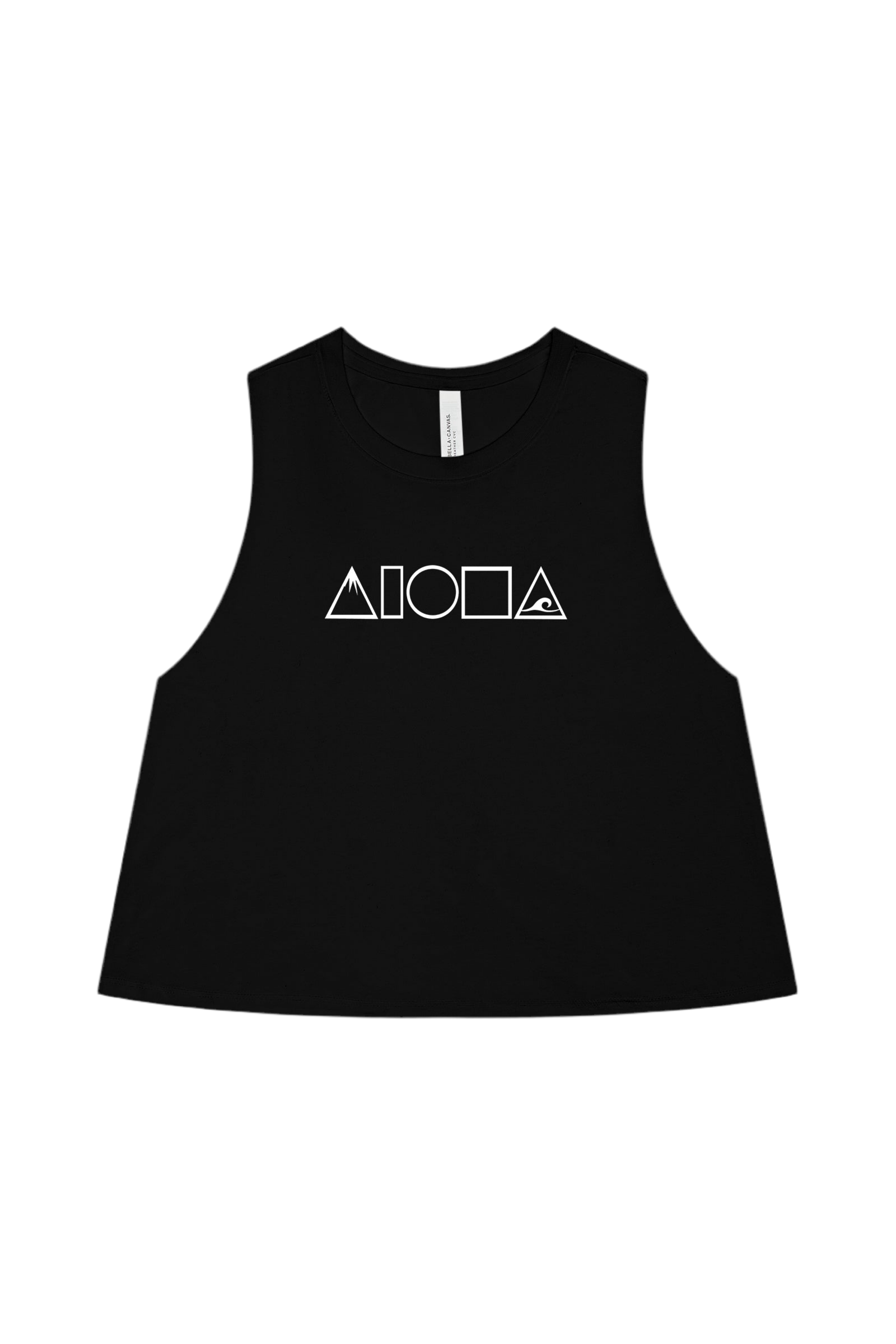 MAUKA TO MAKAI Black Racerback Cropped Tank