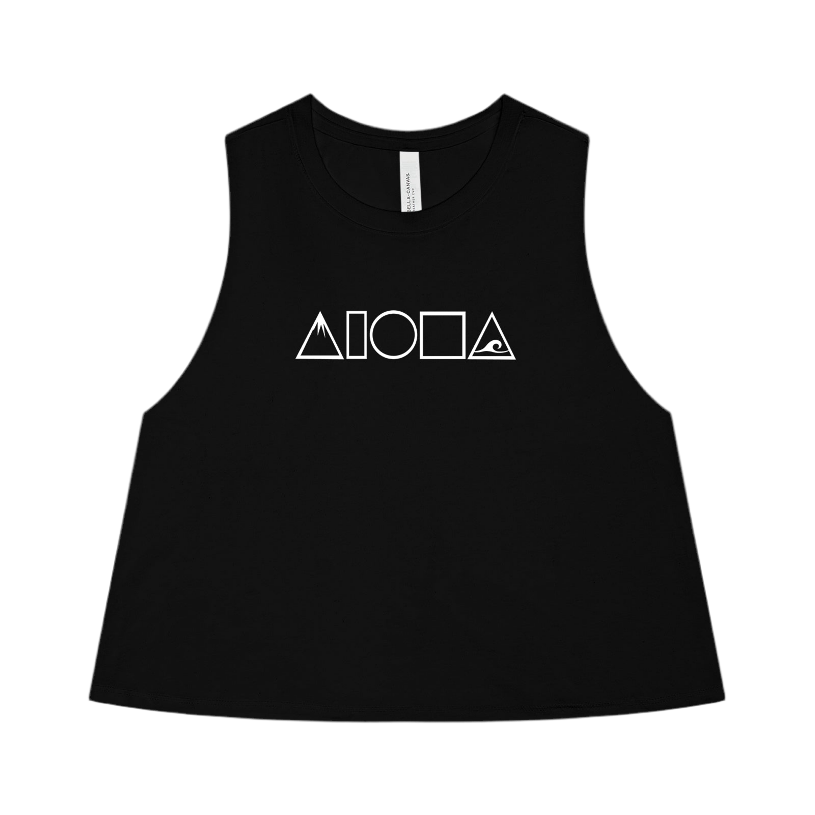 MAUKA TO MAKAI Black Racerback Cropped Tank