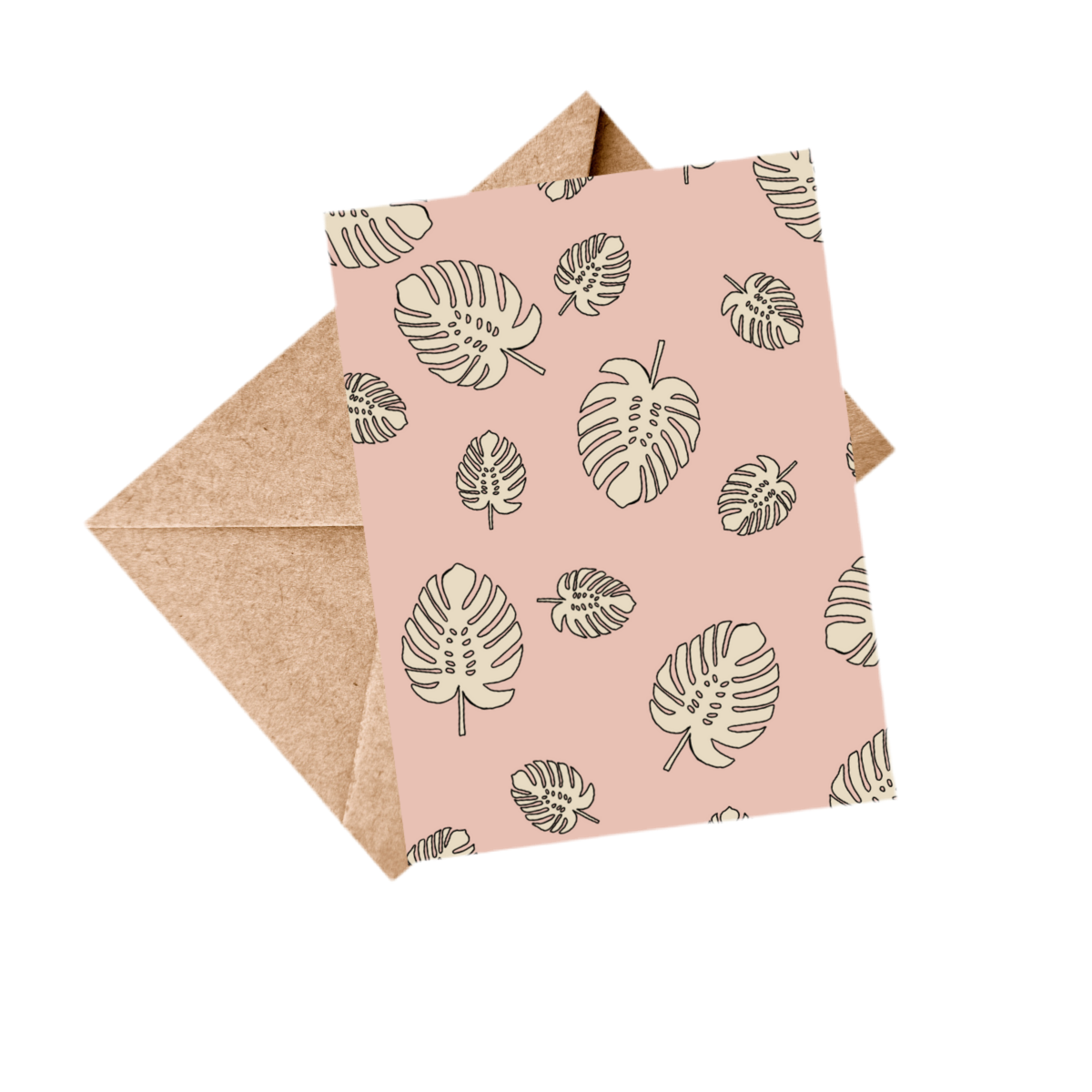 PINK MONSTERA Greeting Card