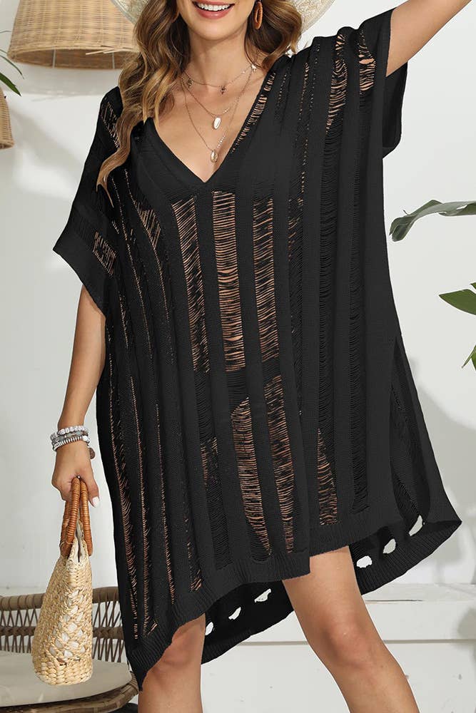 MIDNIGHT Black Knit Beach Cover Up
