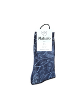 Black Ahi Socks- Hawaiian Print- M/L