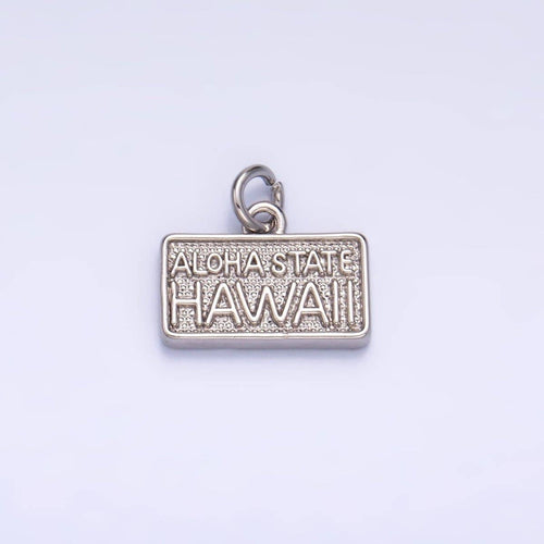ALOHA STATE 24K Gold Fill License Plate Charm Pendant