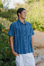 BLUE SHADOW Short Sleeve Button Down Aloha Shirt | Organic Cotton