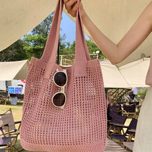 Crochet Knit Beach Bags - Pink