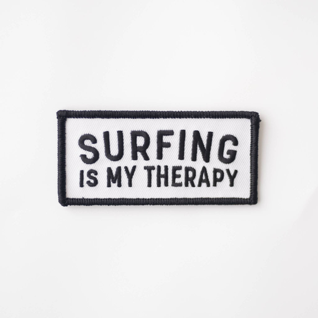 SURFING IS MY THERAPY Decorative Iron On Embroidered Patch | Union Made